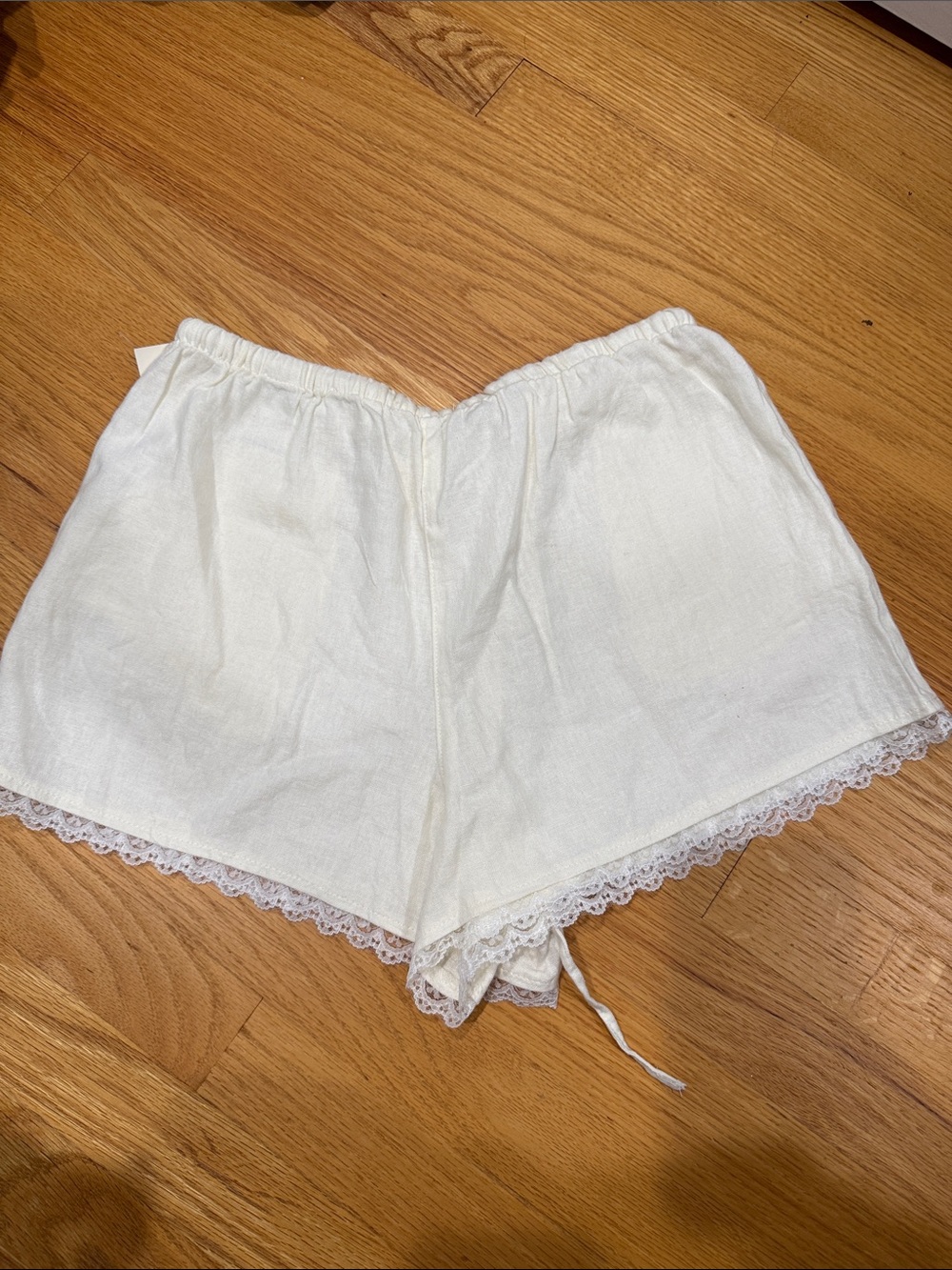 aerie White Lace-Trim Sleep Shorts